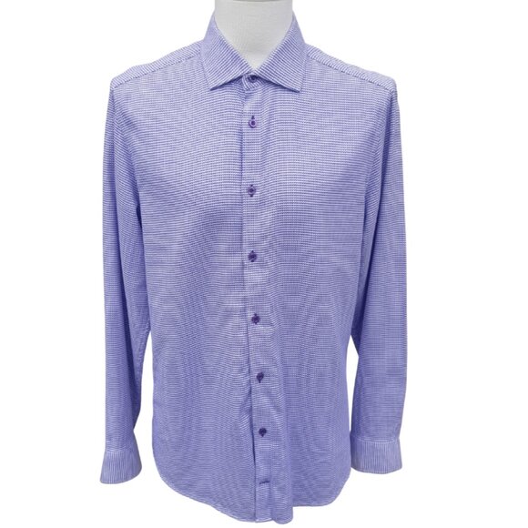 Horst Other - Horst SZ 16 Slim Fit Cotton Purple & White Men's Button Up Shirt